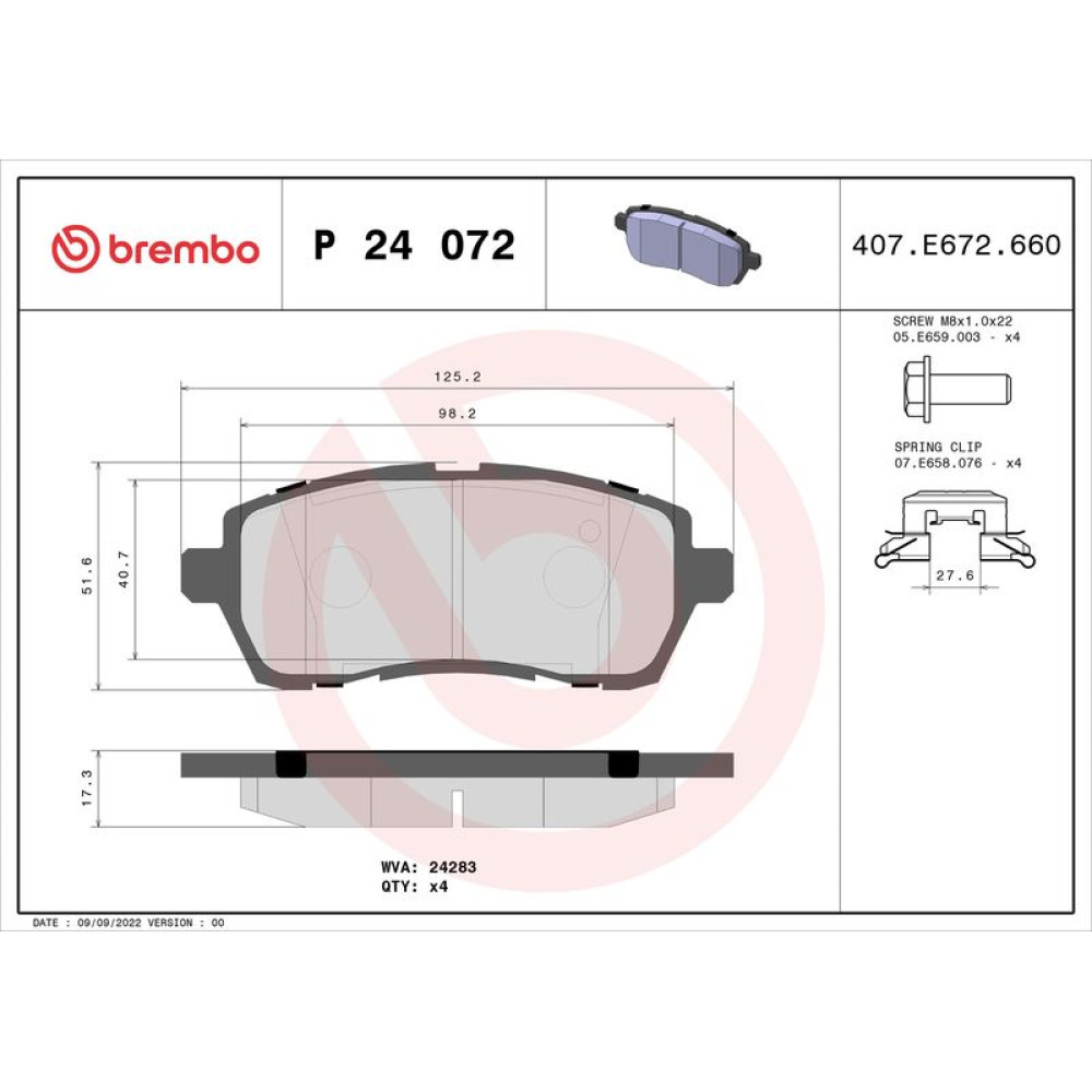 Brembo Bremsklötze Bremsbeläge Bremse Bremssystem VA für Ford Fiesta VIP24072