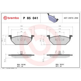 Brembo Bremsklötze Bremsbeläge Vorne A1 A3 Seat Ibiza Leon Golf Polo UP P85041