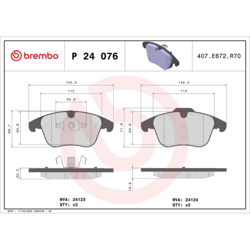 Brembo Bremsklötze Bremsbeläge vorne für Ford Galax Mondeo IV V S-Max Volvo