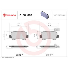Brembo Bremsklötze Bremsbeläge hinten Opel Movan B Renault Master III P68063