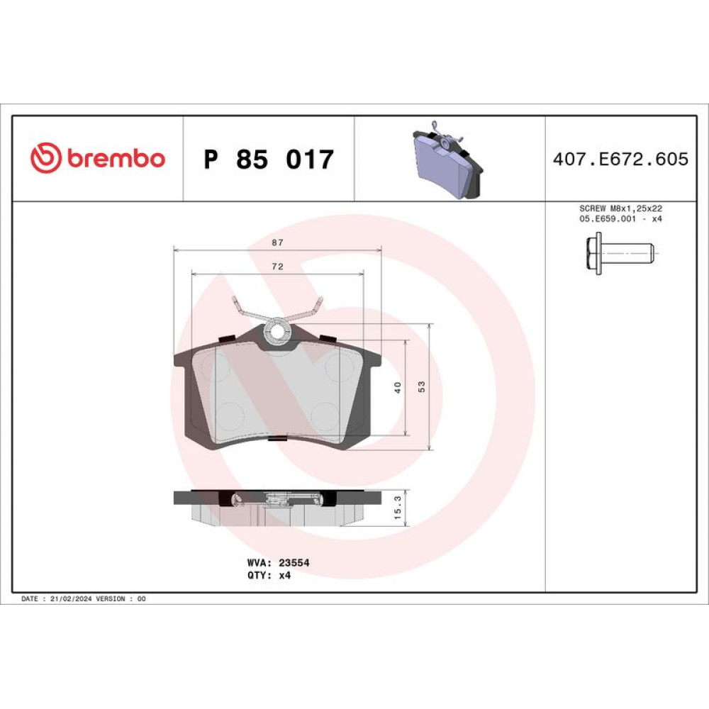 Brembo Bremsklötze Bremsbeläge hinten für Audi A4 A6 VW Golf Passat Polo P85017