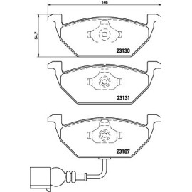 Brembo Bremsbeläge Bremsbelagsatz mit Warnkontakt A2 A3 Octavia Golf VA P85072