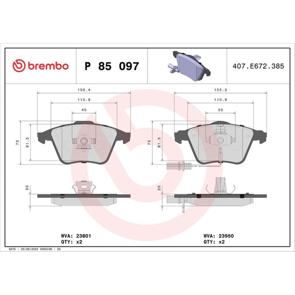Original Brembo Bremsklötze Bremsbeläge vorne Audi A4 B6 A6 C6 PR-1LG 1LD P85097