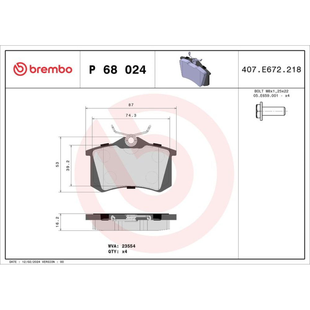 Brembo Bremsbeläge Bremsbeläge hinten für Opel Crossland Renault Clio Megane