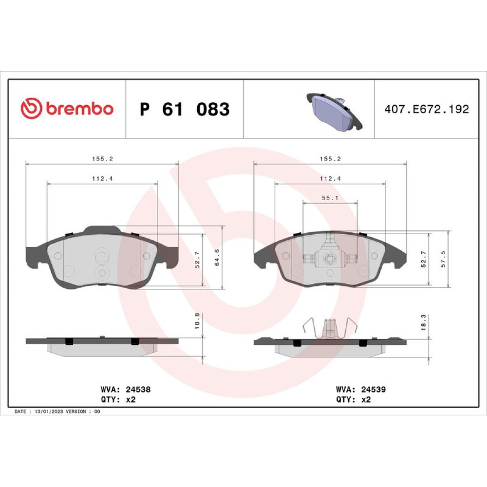 Brembo Bremsklötze Bremsbeläge vorne für Citroen Berlingo C4 DS4 Peugeot Partner
