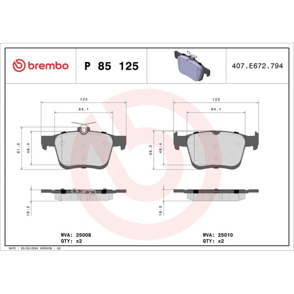 Brembo Bremsklötze Bremsbeläge hinten für Audi A3 TT Golf VII Touran PR P85125