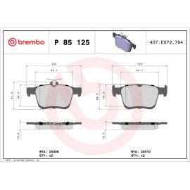 Brembo Bremsklötze Bremsbeläge hinten für Audi A3 TT Golf VII Touran PR P85125