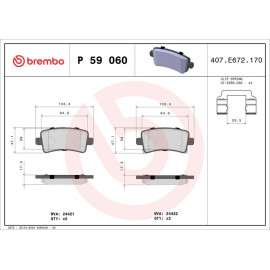 Brembo Bremsklötze Bremsbeläge hinten für Opel Insignia A bel. Scheibe P59060